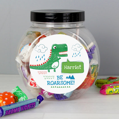 Personalised 'Be Roarsome' Dinosaur Sweet Jar - image 3