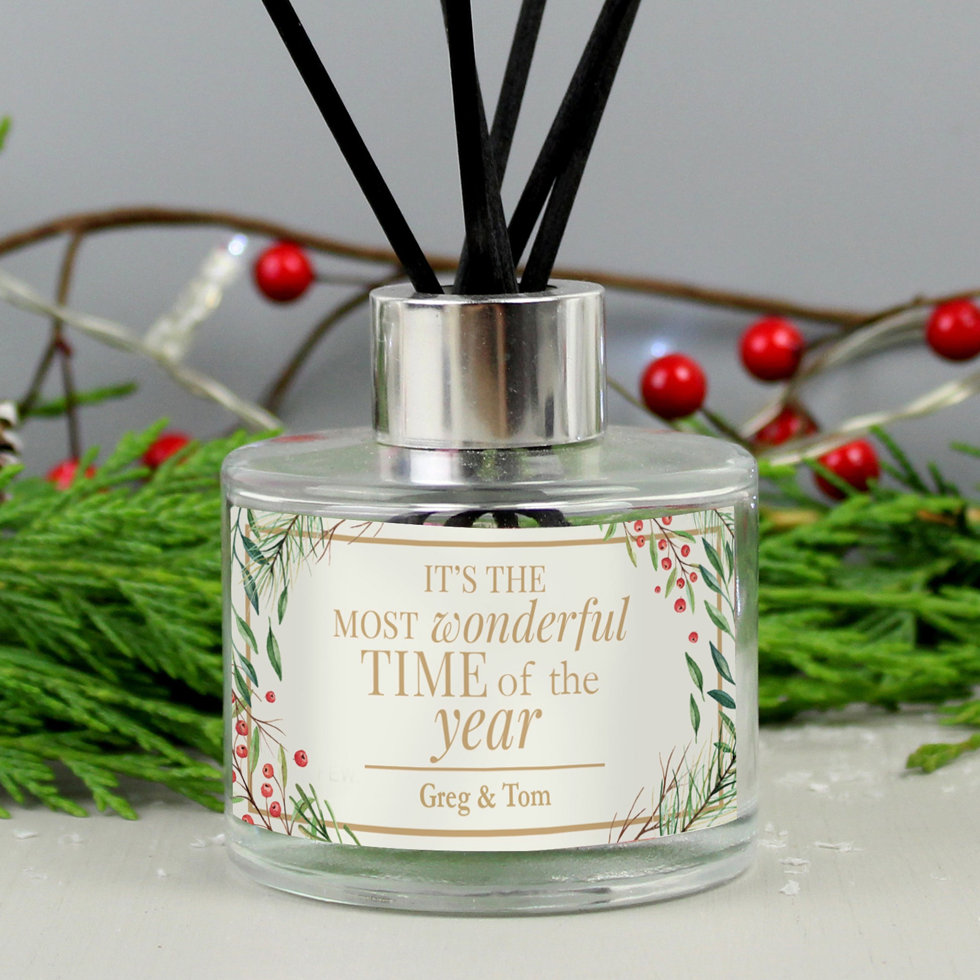 Personalised 'Wonderful Time of The Year' Christmas Reed Diffuser from Heartfelt Gifts