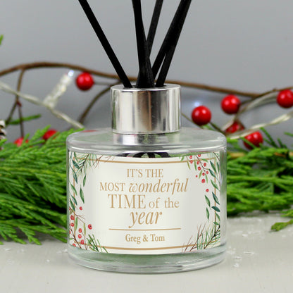 Personalised 'Wonderful Time of The Year' Christmas Reed Diffuser from Heartfelt Gifts