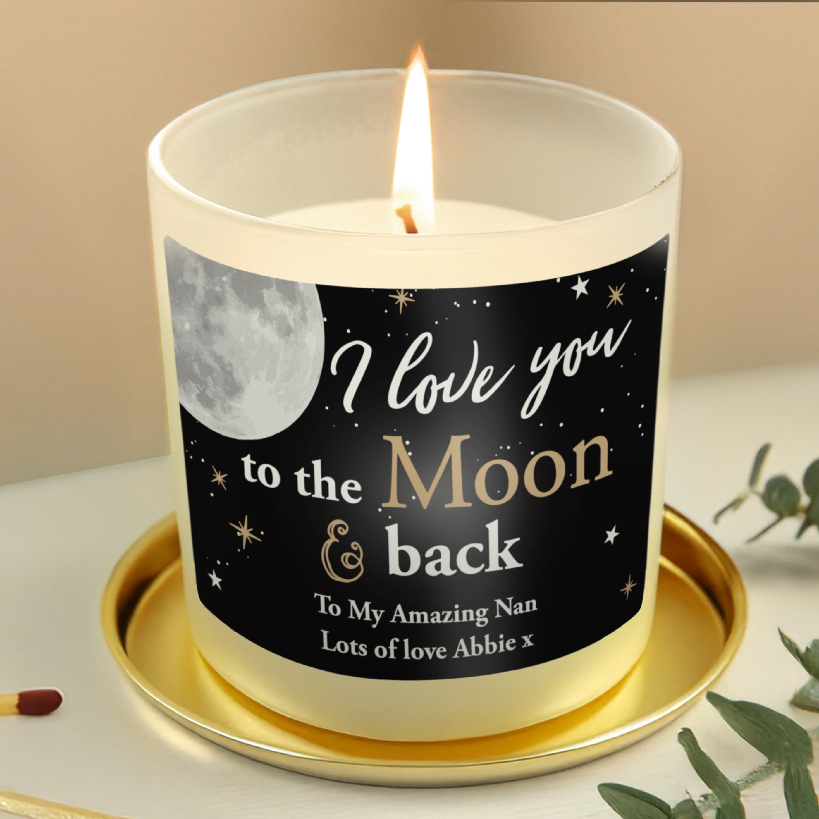Personalised Moon & Back Scented Jar Candle from Heartfelt Gifts