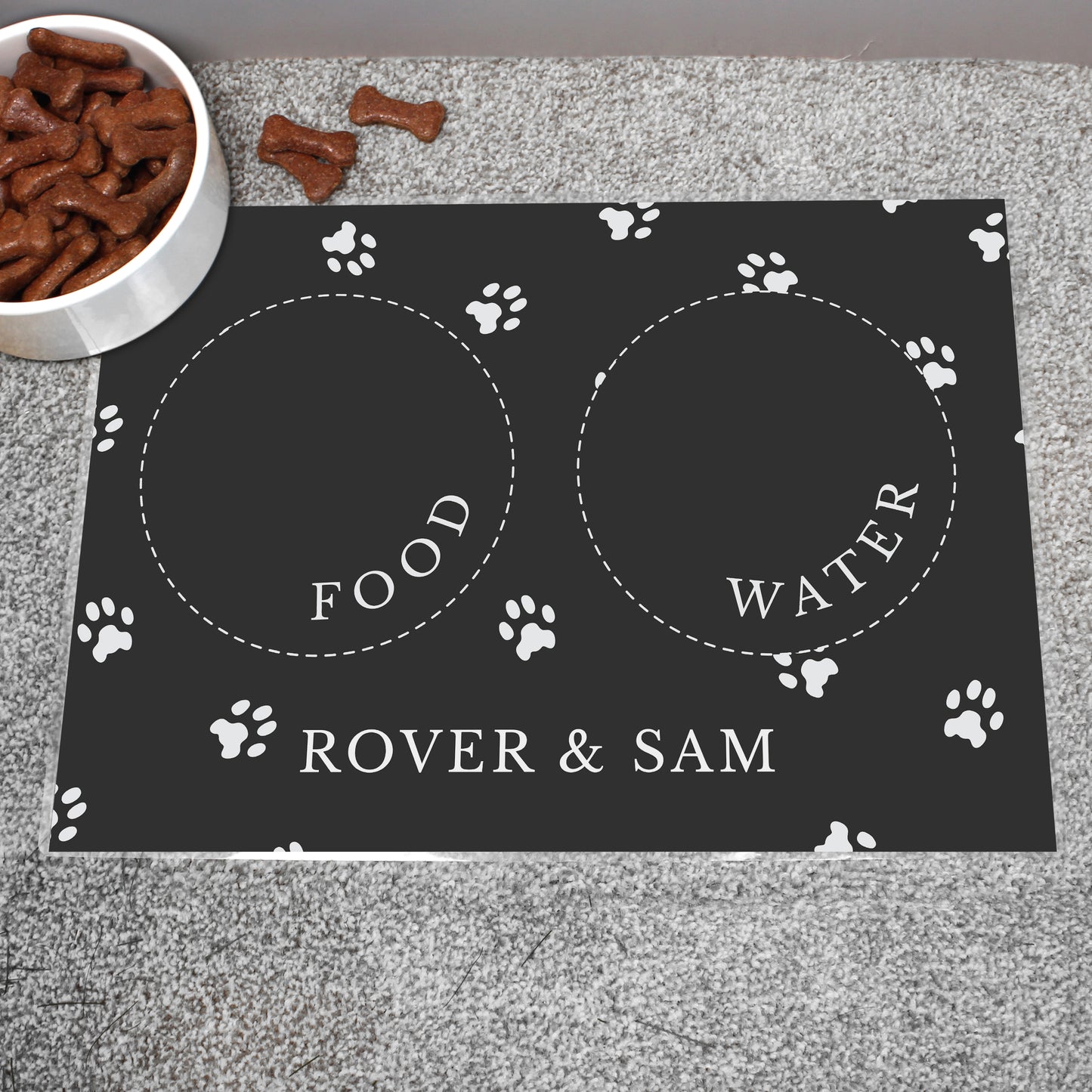 Personalised Black Pet Bowl Mat - image 4