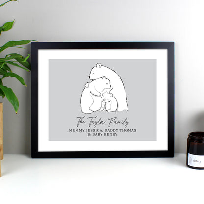 Personalised Polar Bear Family Black Framed Print from Heartfelt Gifts
