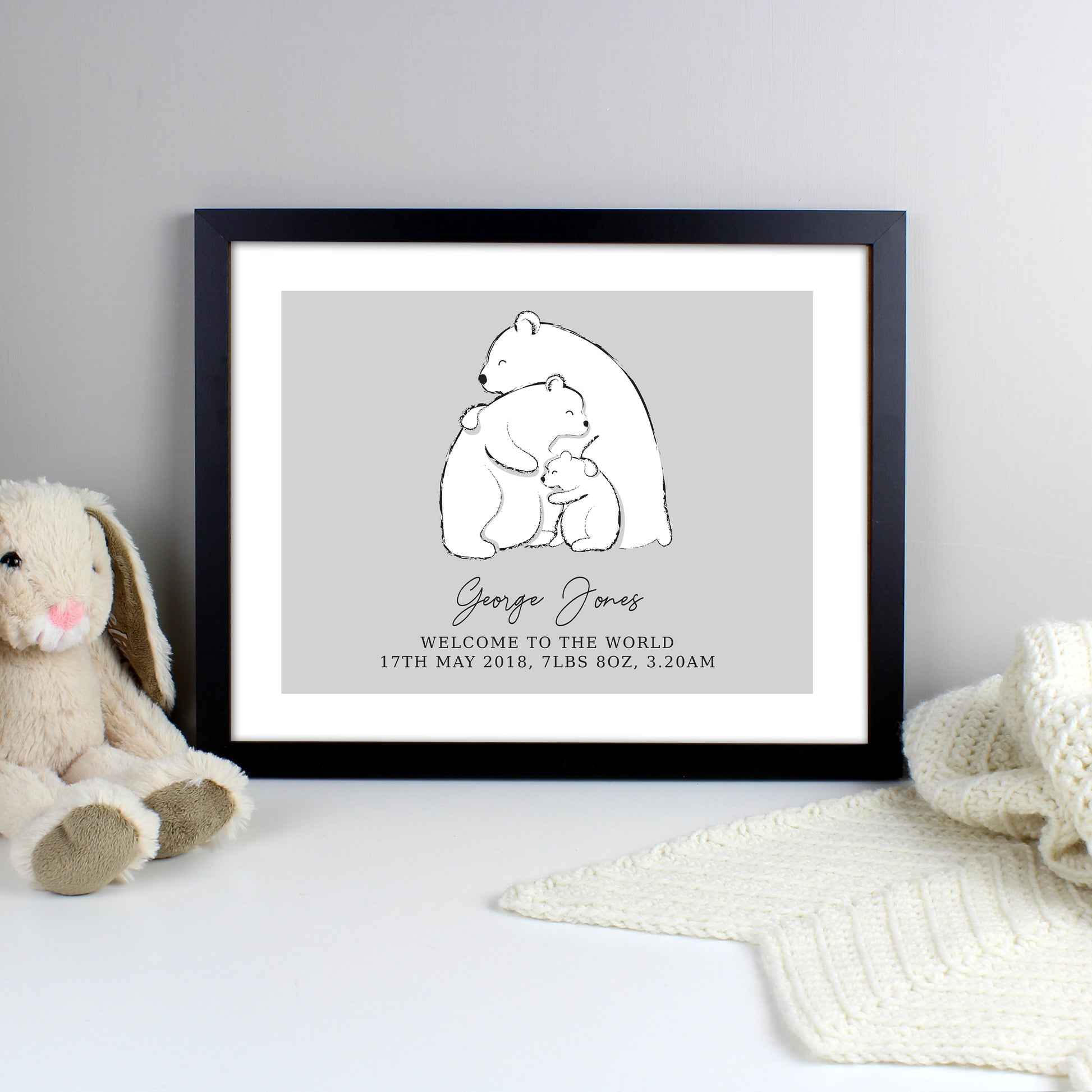 Personalised Polar Bear Family Black Framed Print - image 3