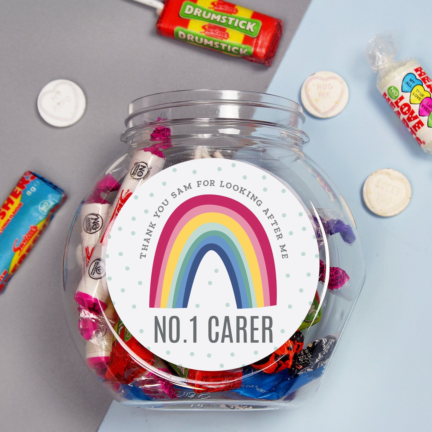 Personalised Rainbow Sweet Jar from Heartfelt Gifts