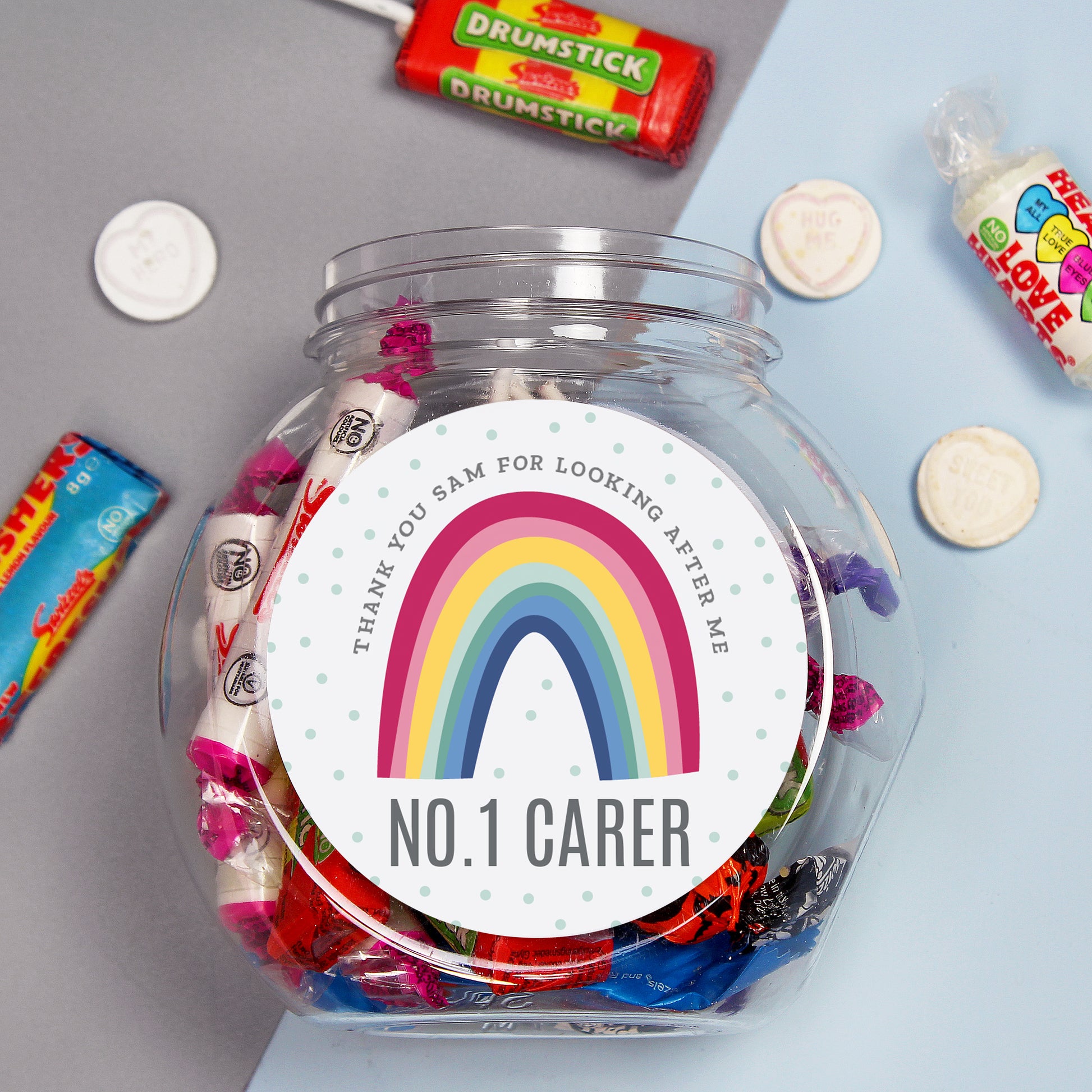 Personalised Rainbow Sweet Jar from Heartfelt Gifts