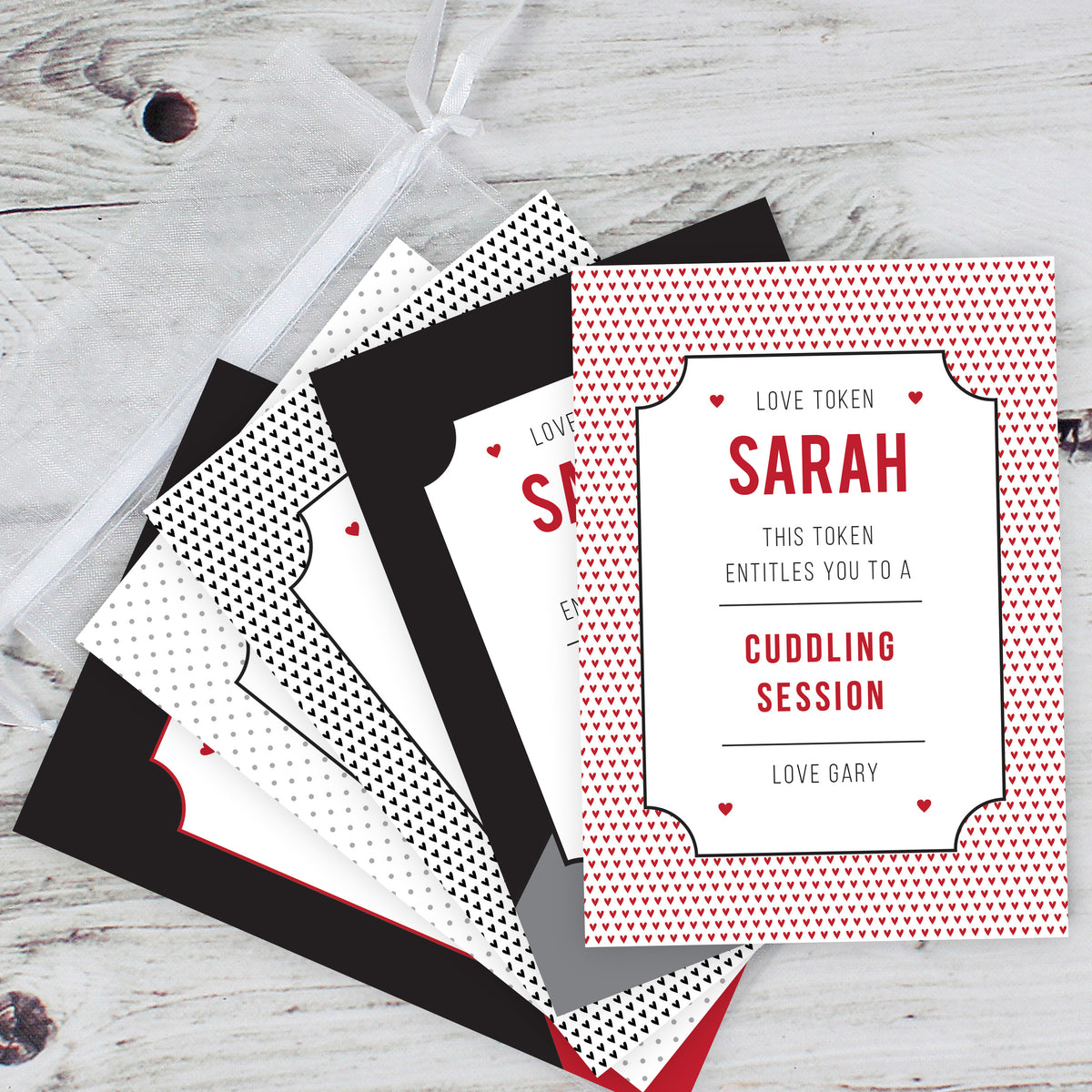 Set of 24 Love Tokens – card selection view