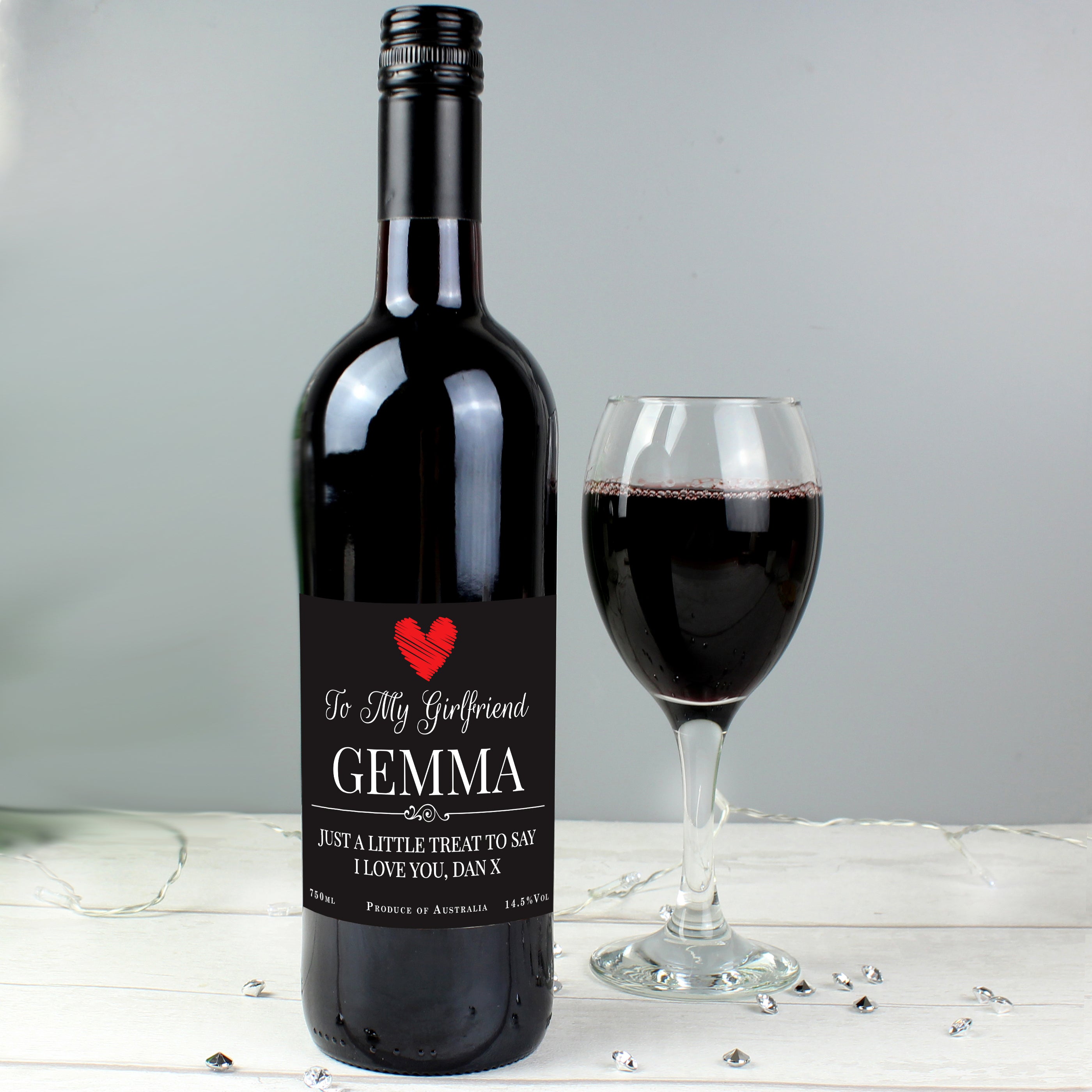 Personalised Heart Red Wine from Heartfelt Gifts