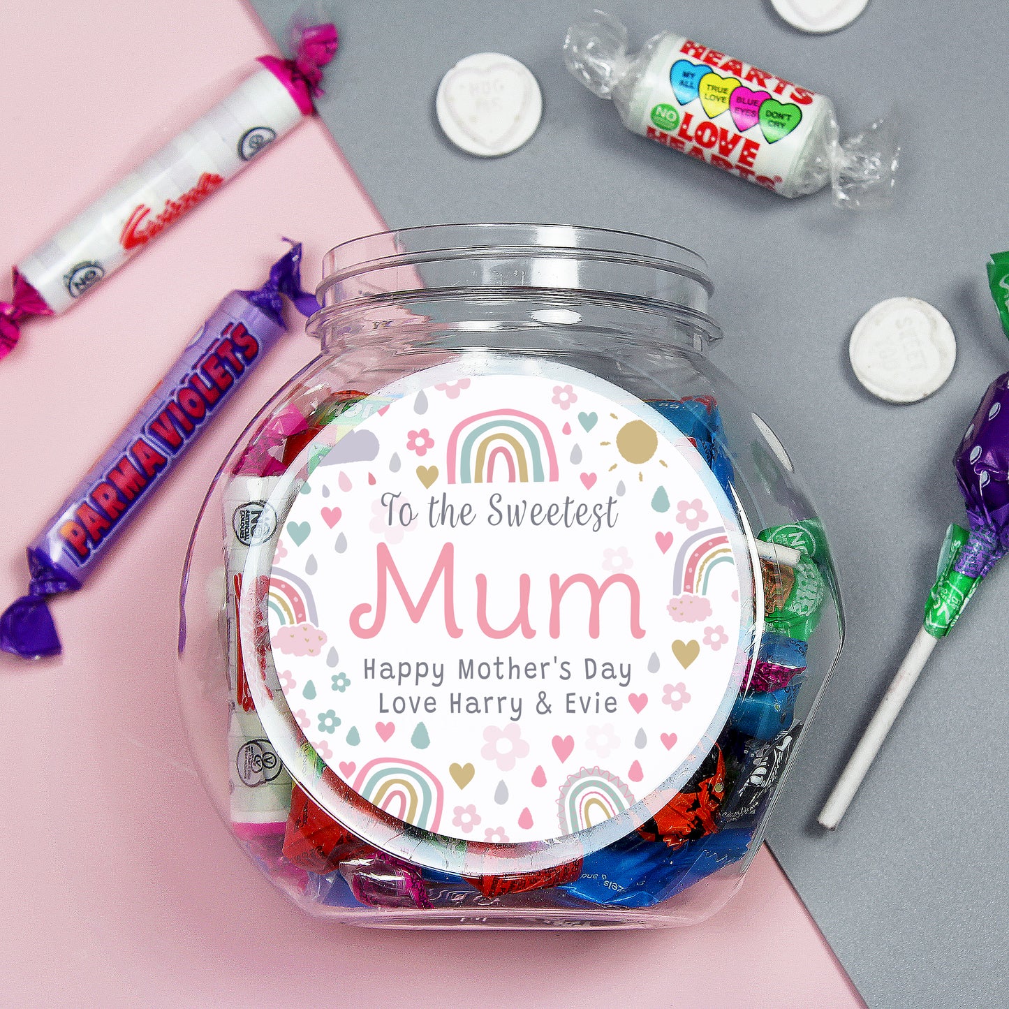 Personalised Rainbows & Sunshine Sweet Jar from Heartfelt Gifts
