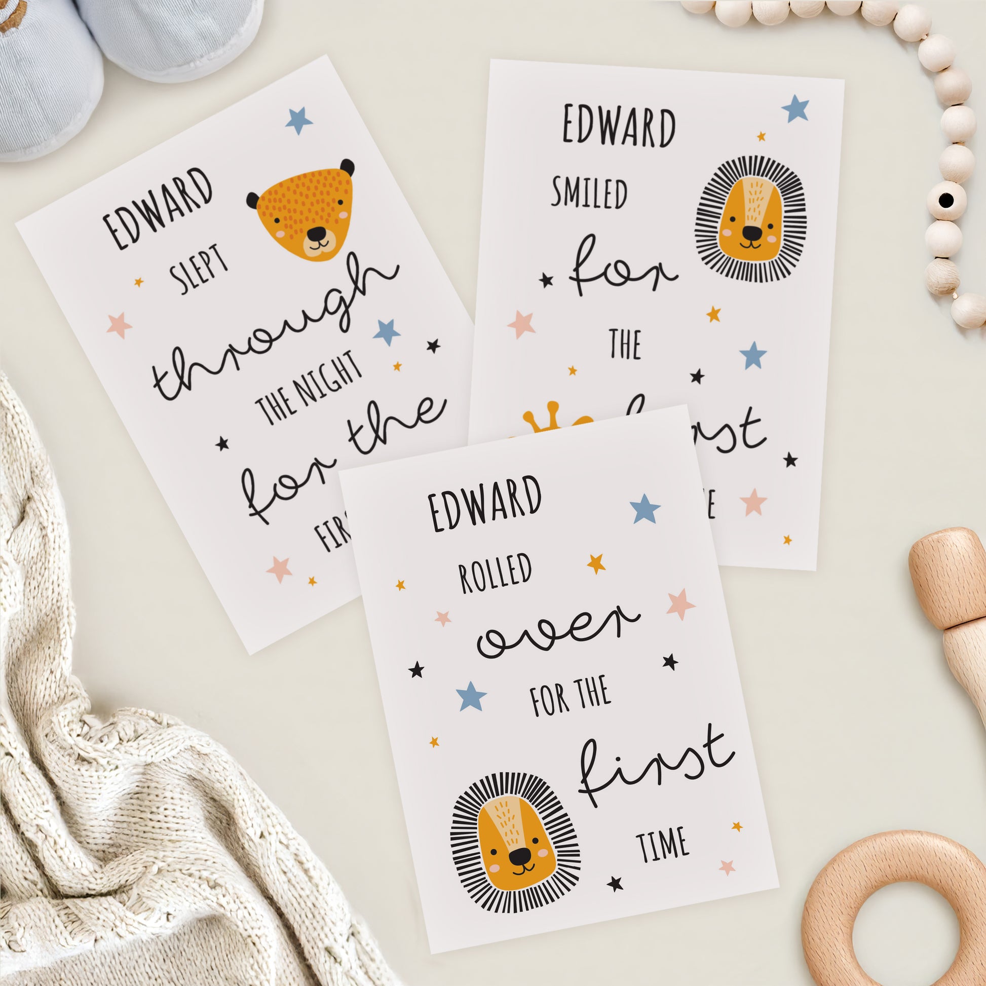 Personalised Animals Baby Milestone Cards from Heartfelt Gifts