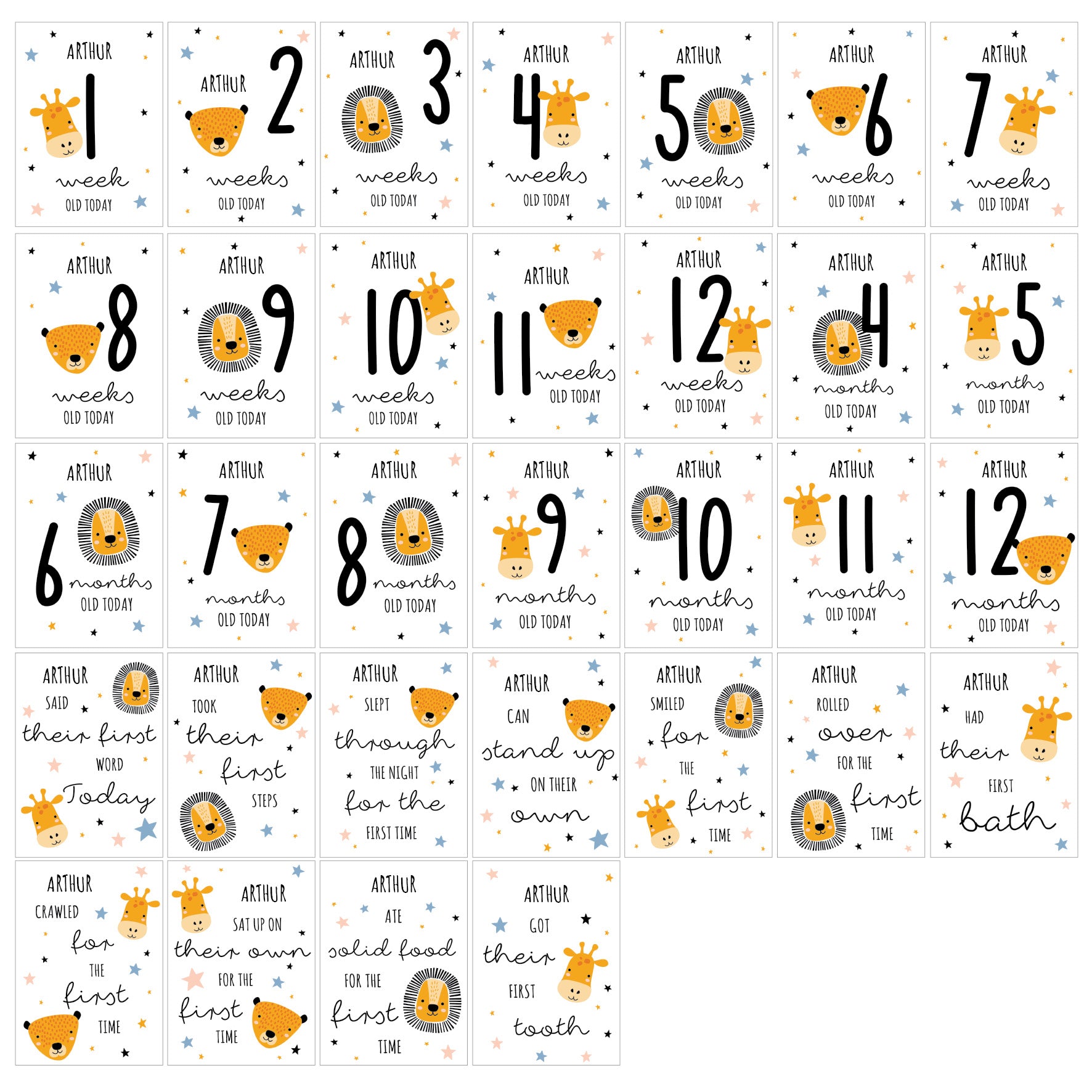 Personalised Animals Baby Milestone Cards - image 5