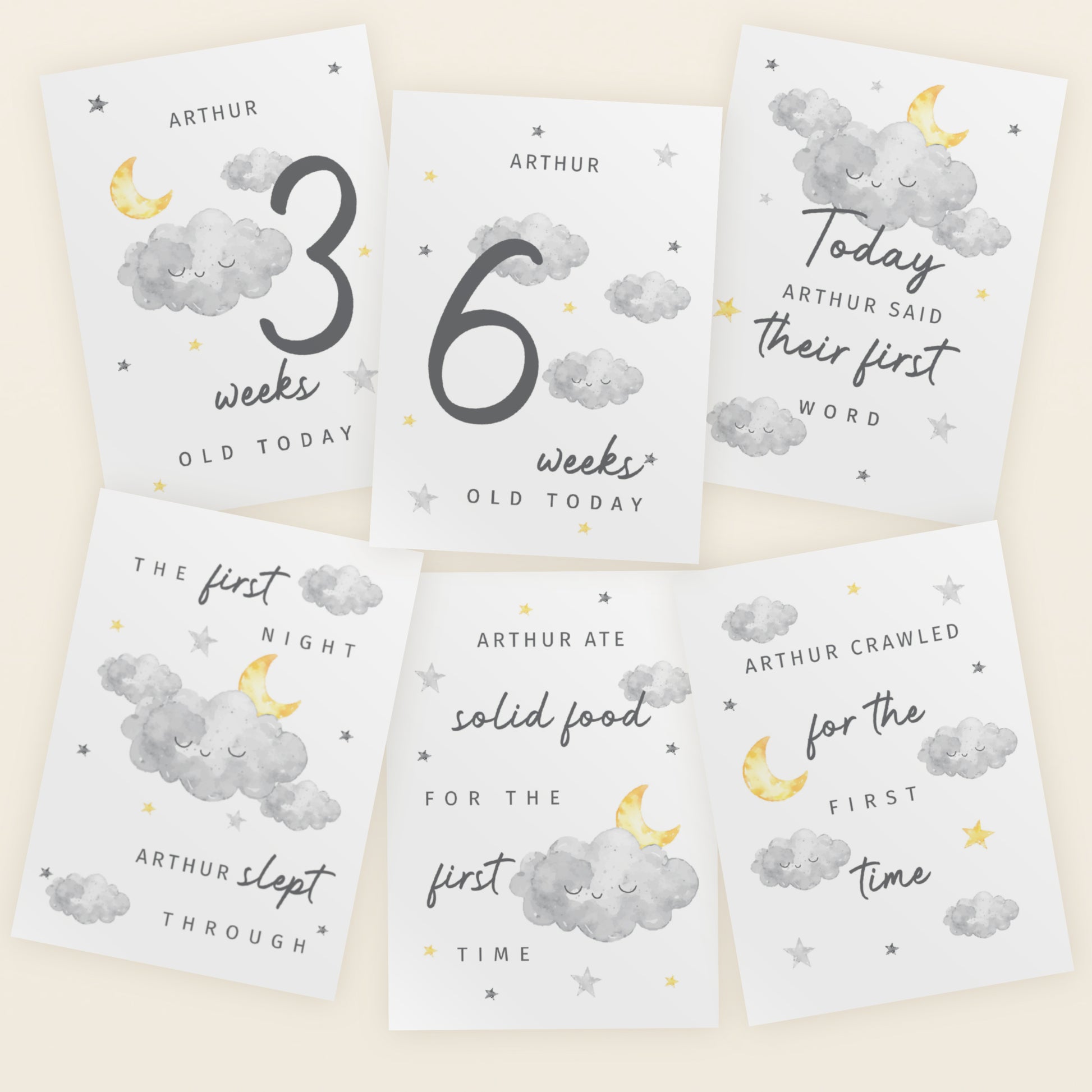 Personalised Cloud Baby Milestone Cards - image 3