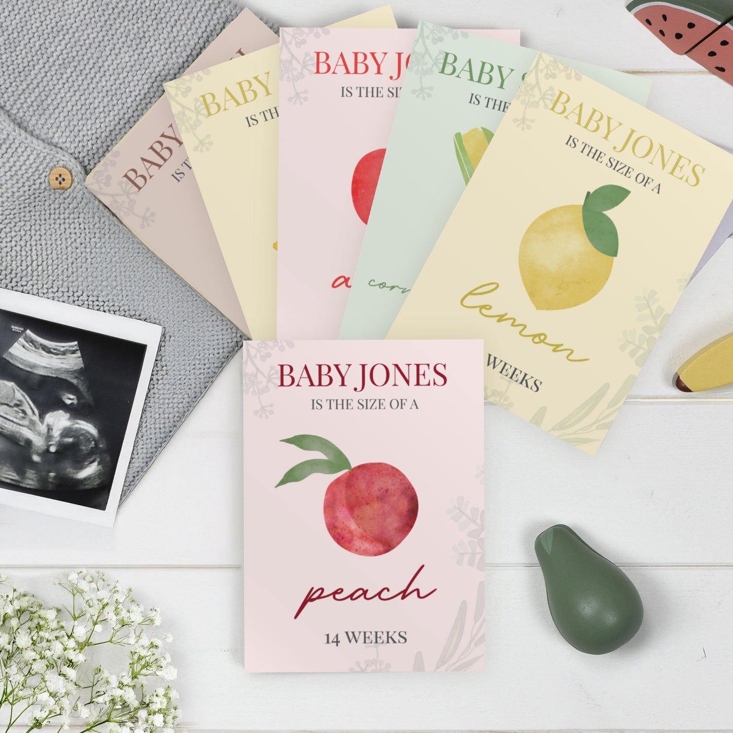 Personalised Bump to Baby Pregnancy Milestone Cards from Heartfelt Gifts