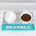 Personalised Blue Spots Dog Pet Bowl Mat from Heartfelt Gifts