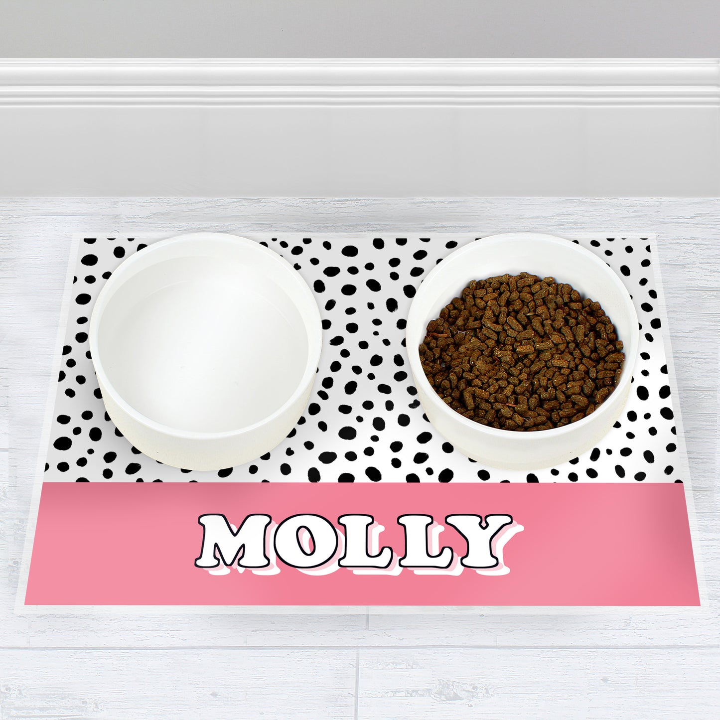 Personalised Pink Spots Dog Pet Bowl Mat - image 3