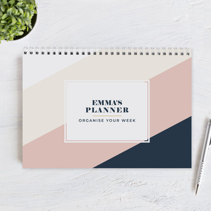 Personalised Free Text Navy & Blush A4 Desk Planner - image 7