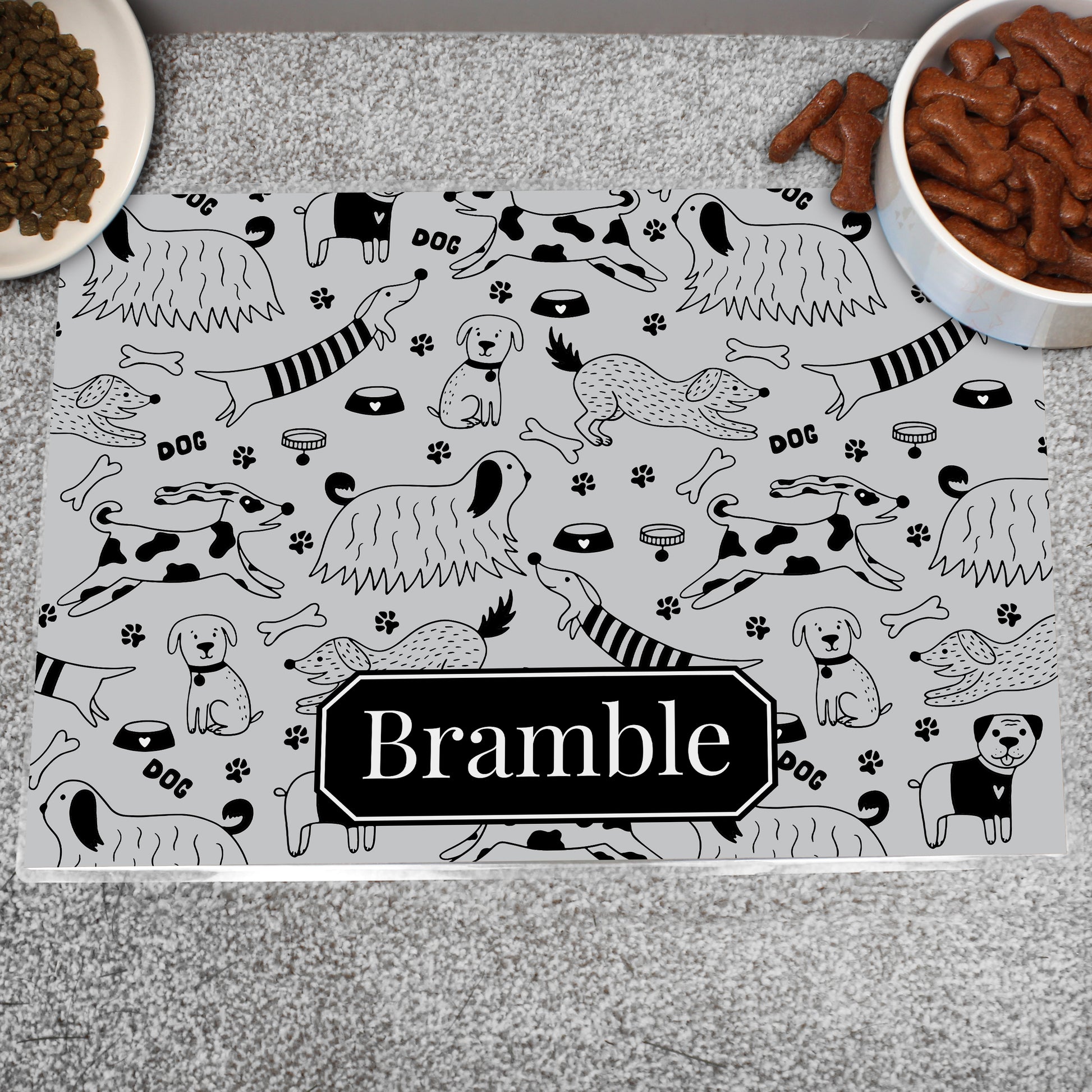 Personalised Dog Print Pet Bowl Mat from Heartfelt Gifts