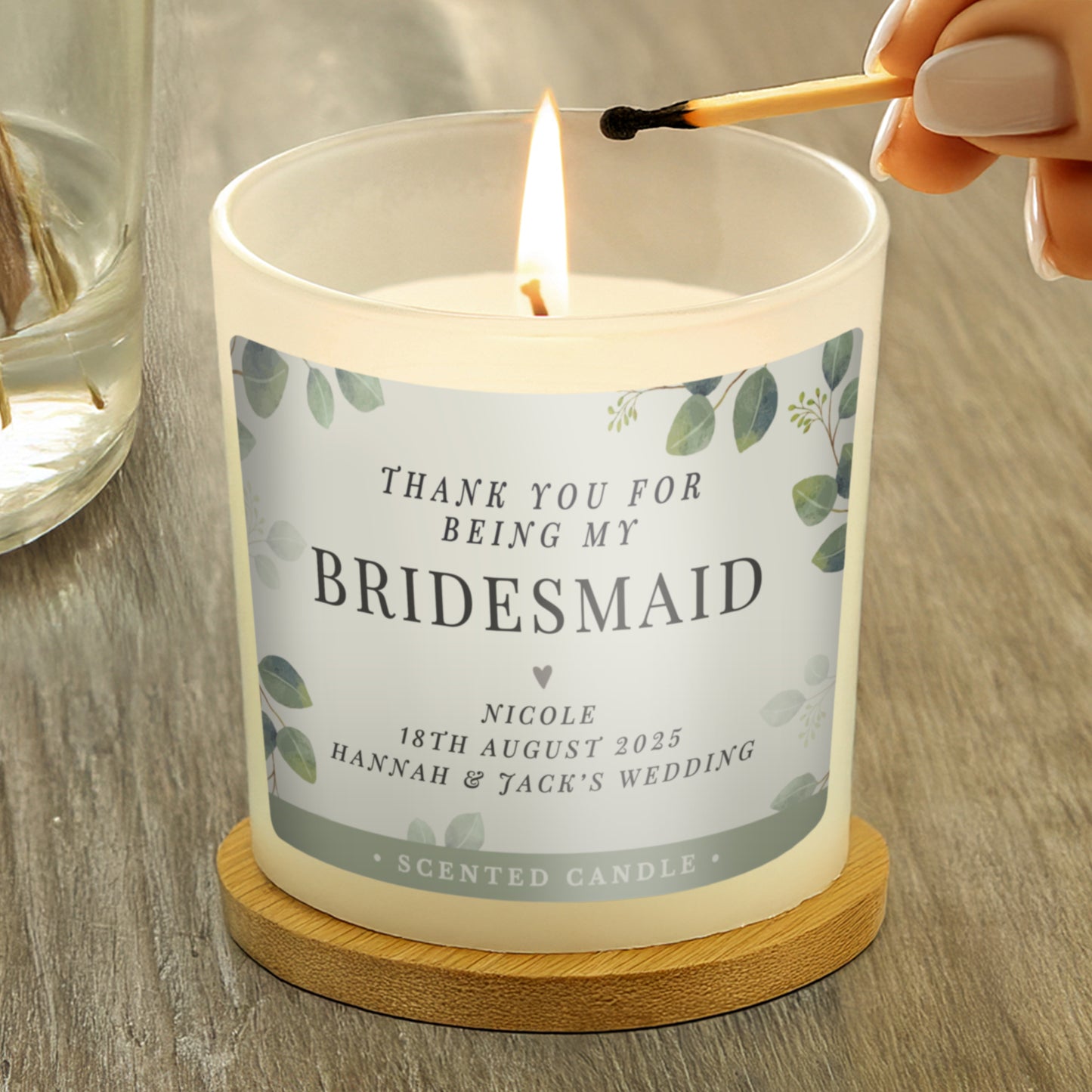 Personalised Botanical Thank You Wedding Party Jar Candle - image 3