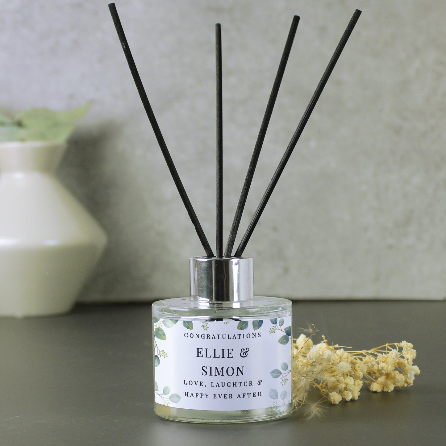 Personalised Botanical Free Text Reed Diffuser from Heartfelt Gifts