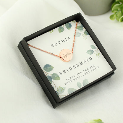 Personalised Botanical Sentiment Rose Gold Tone Necklace and Box from Heartfelt Gifts