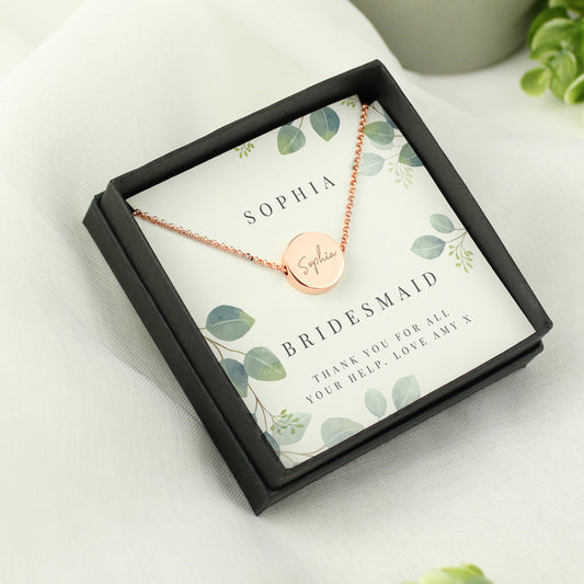 Personalised Botanical Sentiment Rose Gold Tone Necklace and Box from Heartfelt Gifts