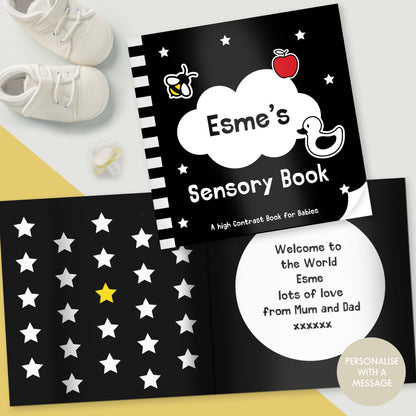 Personalised High Contrast Black and White Baby Book from Heartfelt Gifts