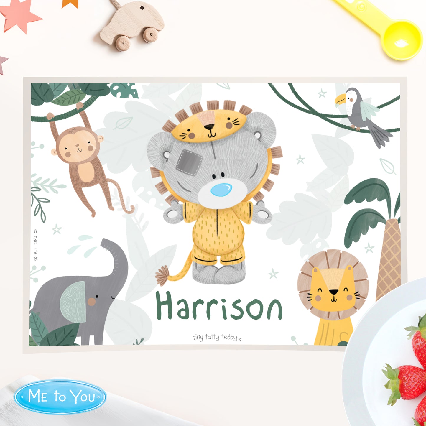 Personalised Tiny Tatty Teddy Jungle Animals Placemat - image 2