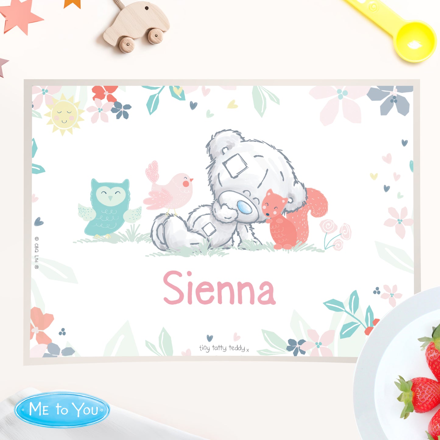 Personalised Tiny Tatty Teddy Woodland Animal Placemat from Heartfelt Gifts