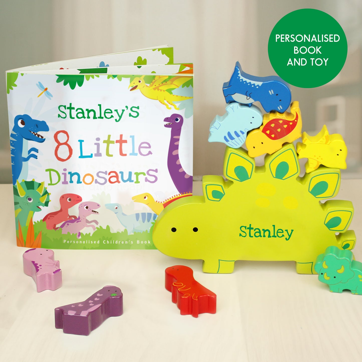 Personalised Dinosaur Book & Stacking Toy from Heartfelt Gifts