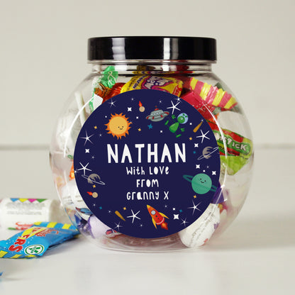 Personalised Space Sweet Jar from Heartfelt Gifts
