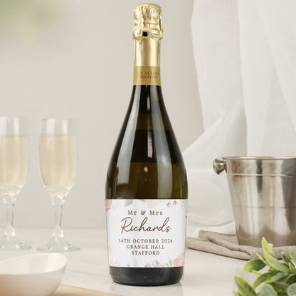 Personalised Floral Watercolour Bottle of Prosecco from Heartfelt Gifts