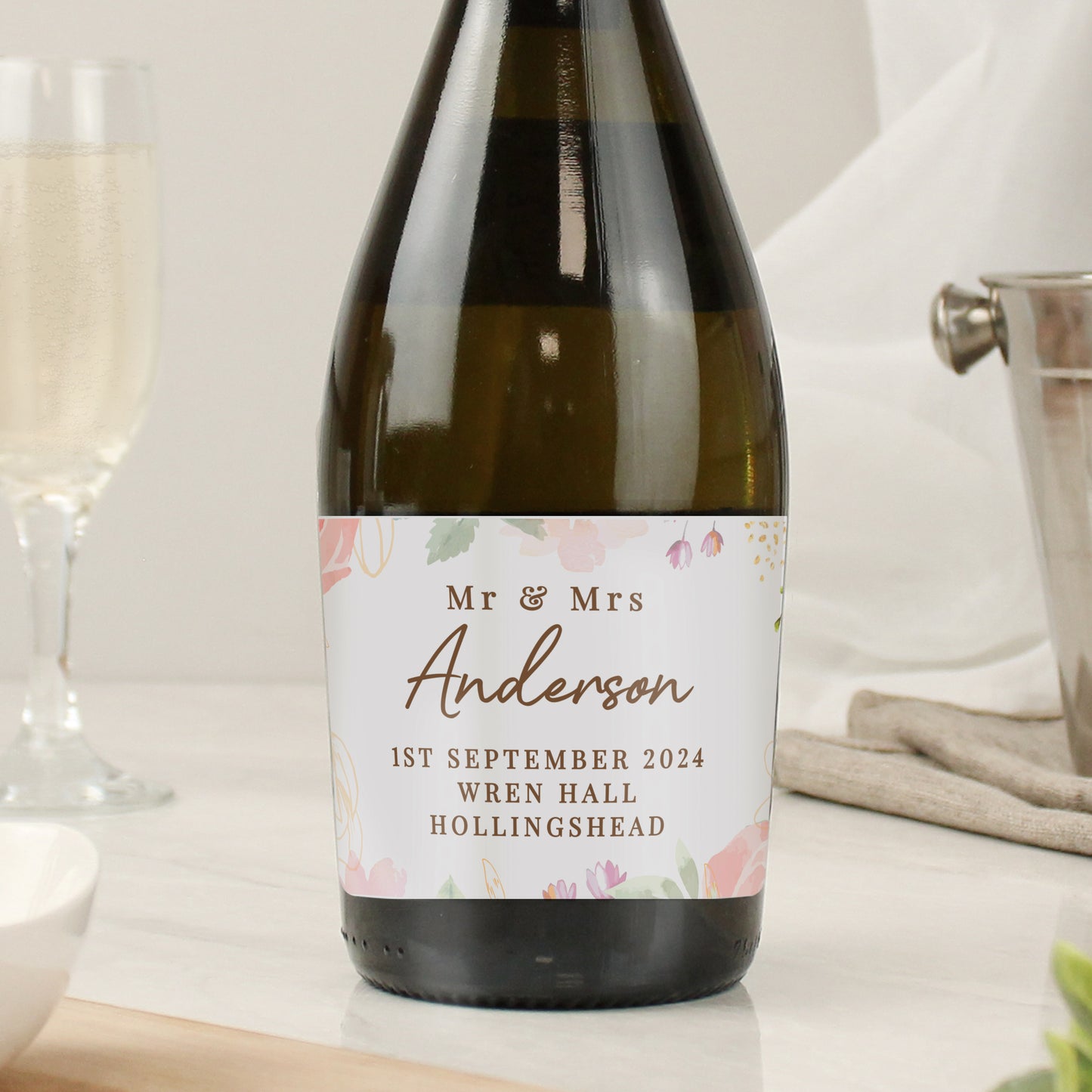 Personalised Floral Watercolour Bottle of Prosecco - image 2