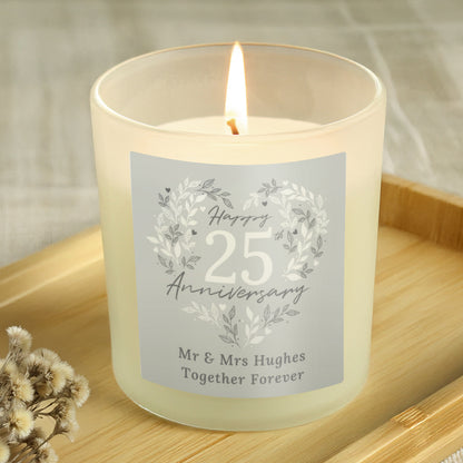Personalised 25th Silver Wedding Anniversary Candle Jar from Heartfelt Gifts