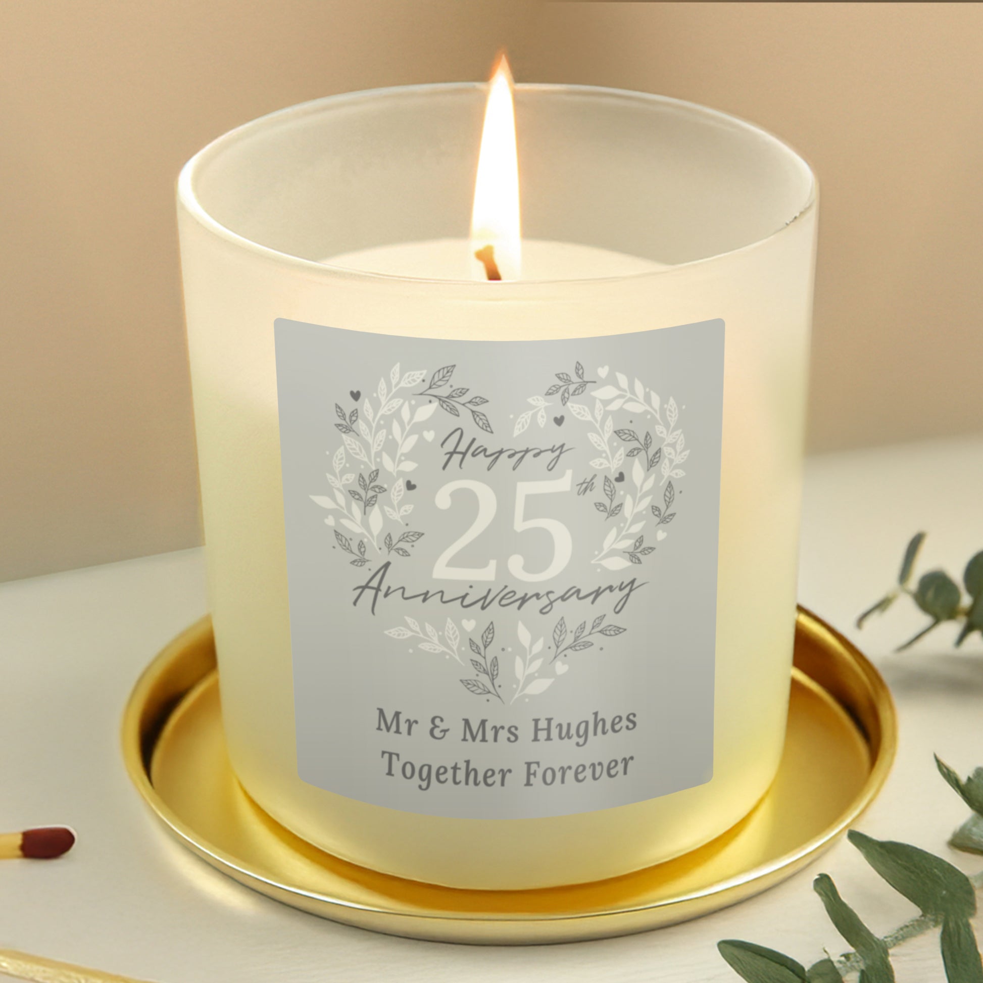 Personalised 25th Silver Wedding Anniversary Candle Jar - image 2