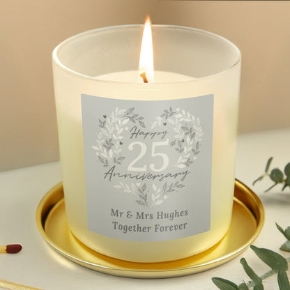 Personalised 25th Silver Wedding Anniversary Candle Jar - image 2