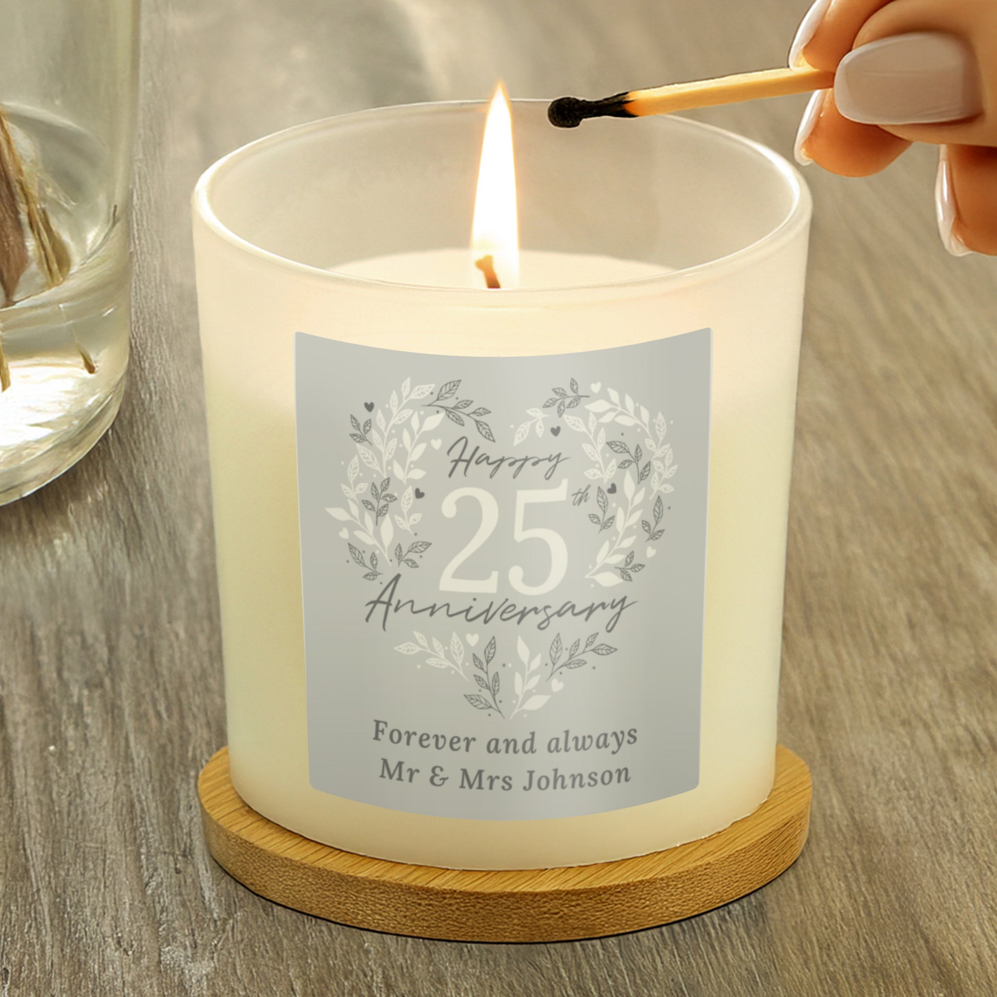 Personalised 25th Silver Wedding Anniversary Candle Jar - image 3