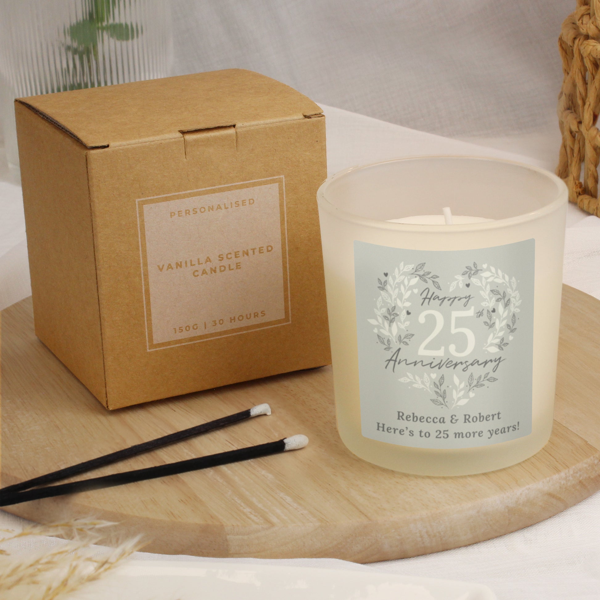 Personalised 25th Silver Wedding Anniversary Candle Jar - image 4