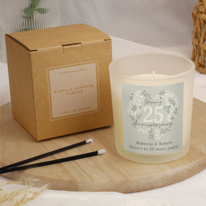 Personalised 25th Silver Wedding Anniversary Candle Jar - image 4