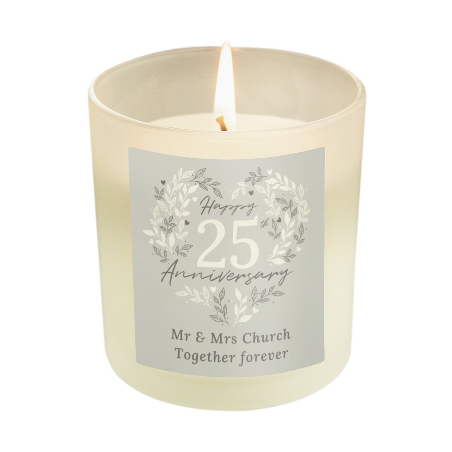 Personalised 25th Silver Wedding Anniversary Candle Jar - image 5