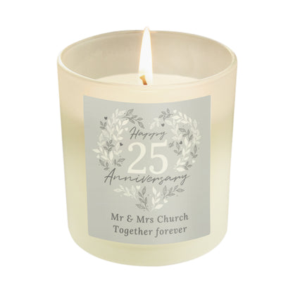 Personalised 25th Silver Wedding Anniversary Candle Jar - image 5