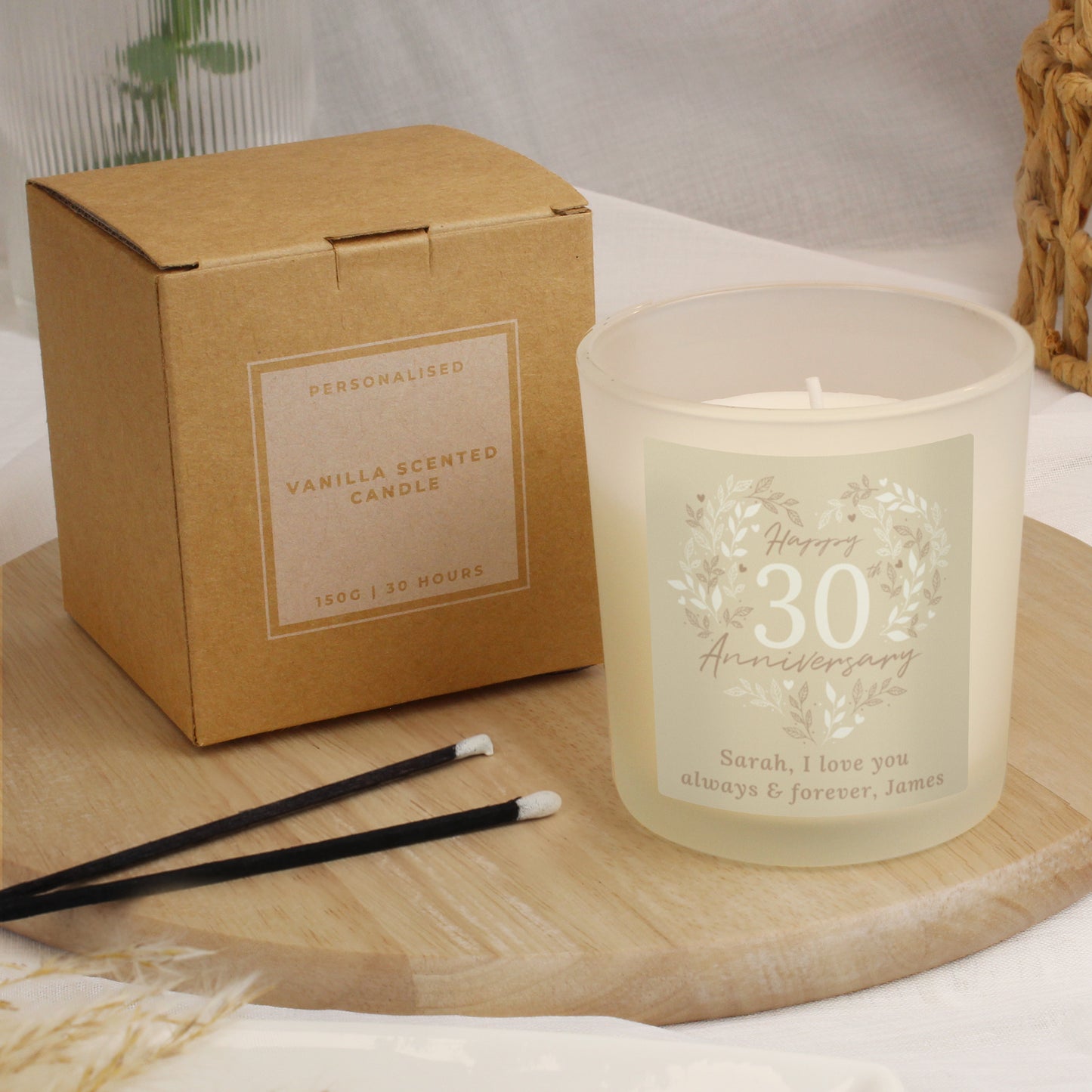 Personalised 30th Pearl Wedding Anniversary Candle Jar - image 4