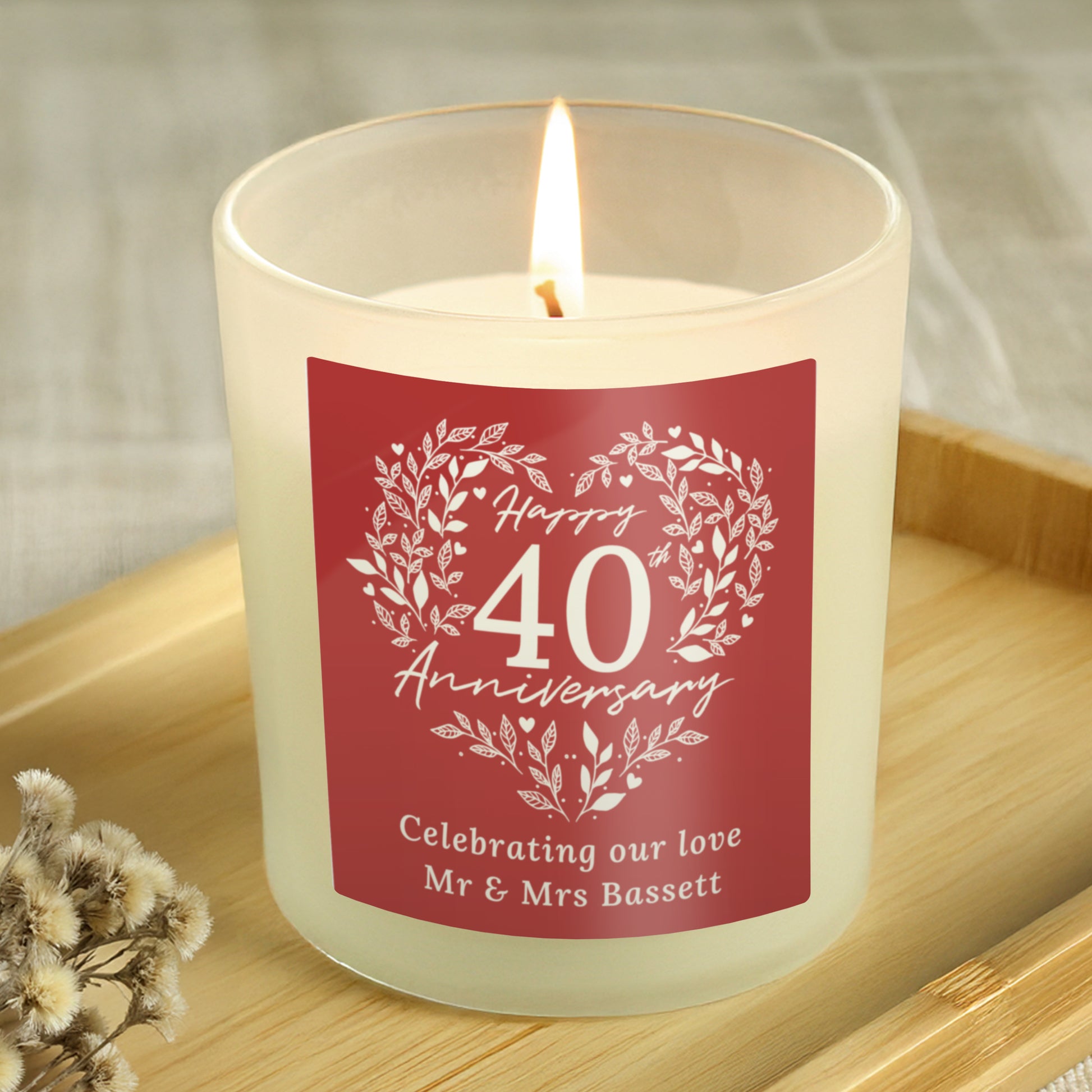 Personalised 40th Ruby Wedding Anniversary Candle Jar from Heartfelt Gifts