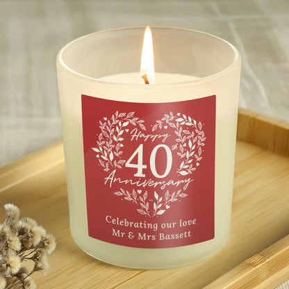 Personalised 40th Ruby Wedding Anniversary Candle Jar from Heartfelt Gifts