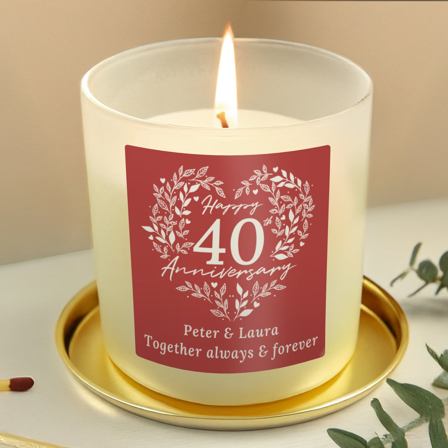 Personalised 40th Ruby Wedding Anniversary Candle Jar - image 2