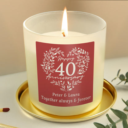 Personalised 40th Ruby Wedding Anniversary Candle Jar - image 2
