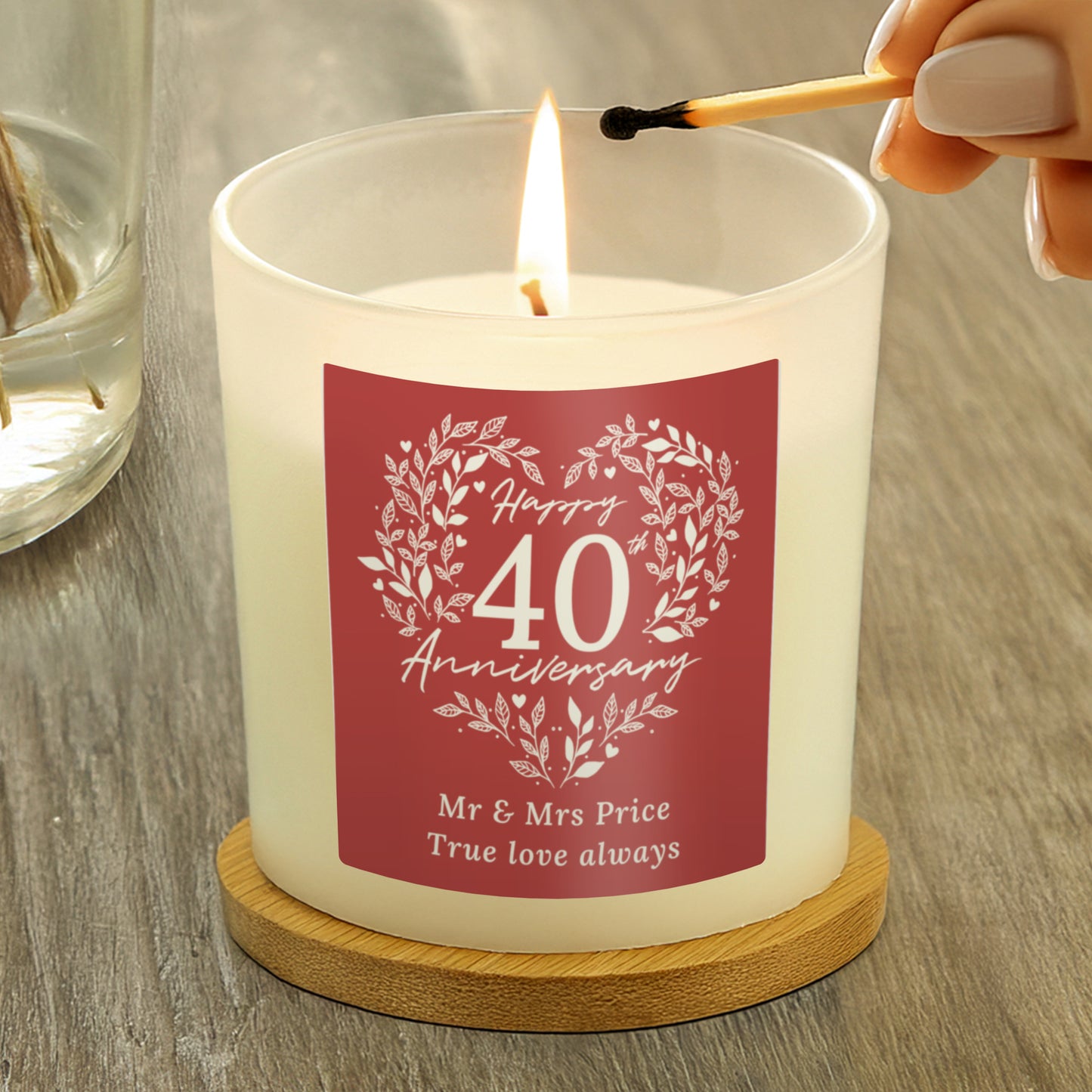 Personalised 40th Ruby Wedding Anniversary Candle Jar - image 3