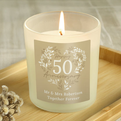 Personalised 50th Golden Wedding Anniversary Candle Jar from Heartfelt Gifts