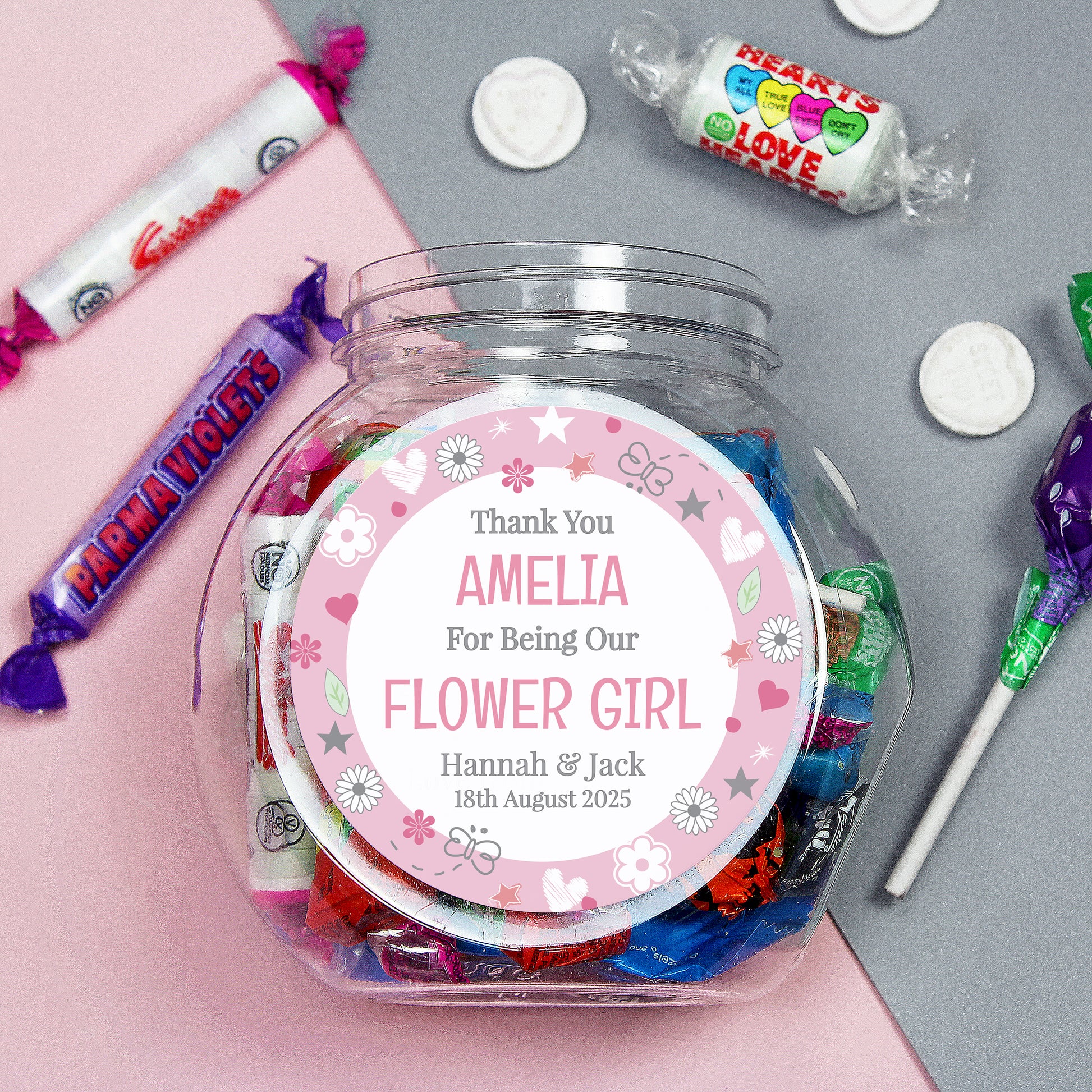 Personalised Flower Girl Sweet Jar from Heartfelt Gifts