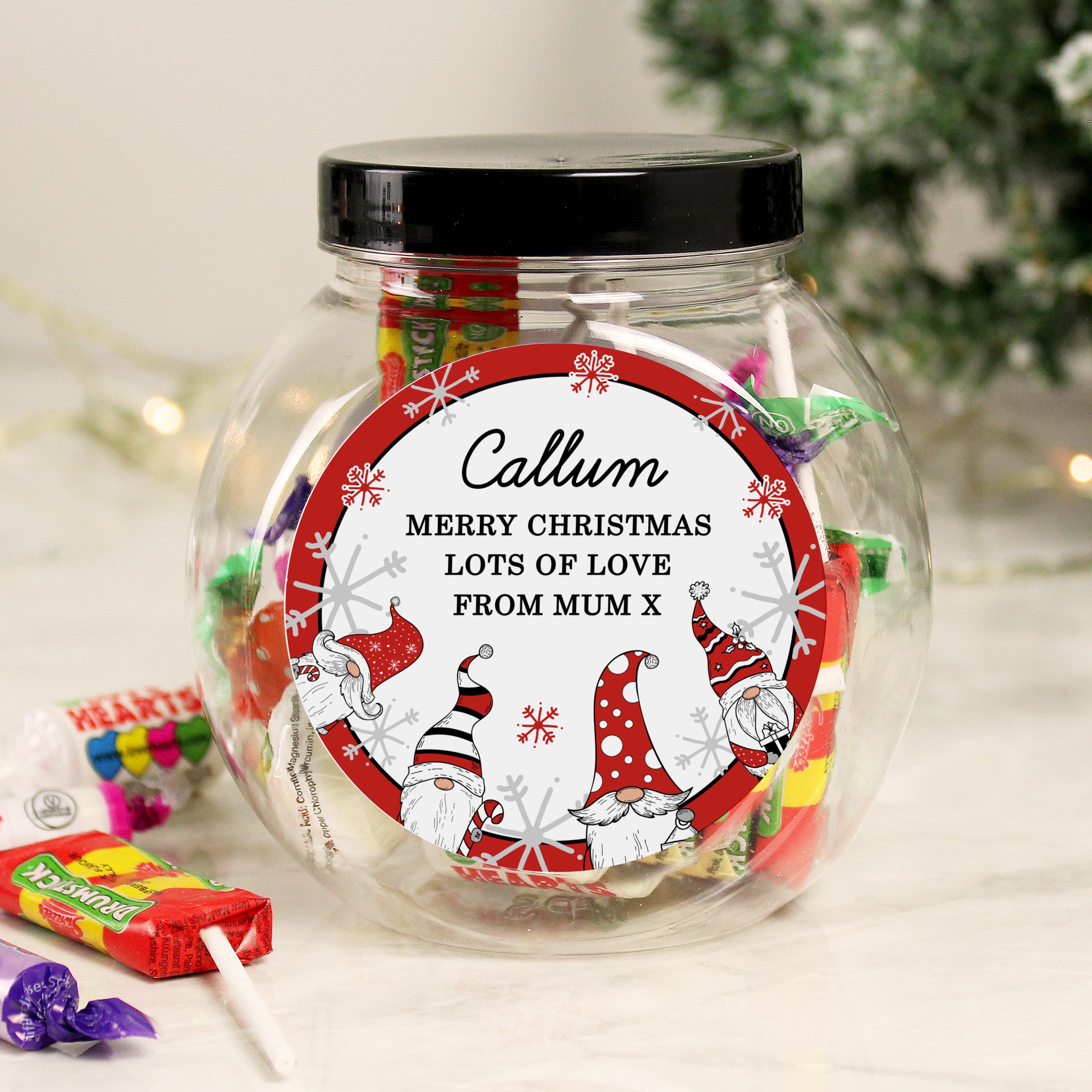 Personalised Gonk Christmas Sweet Jar from Heartfelt Gifts