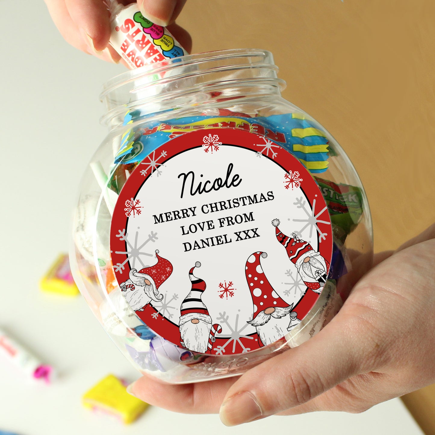 Personalised Gonk Christmas Sweet Jar - image 2