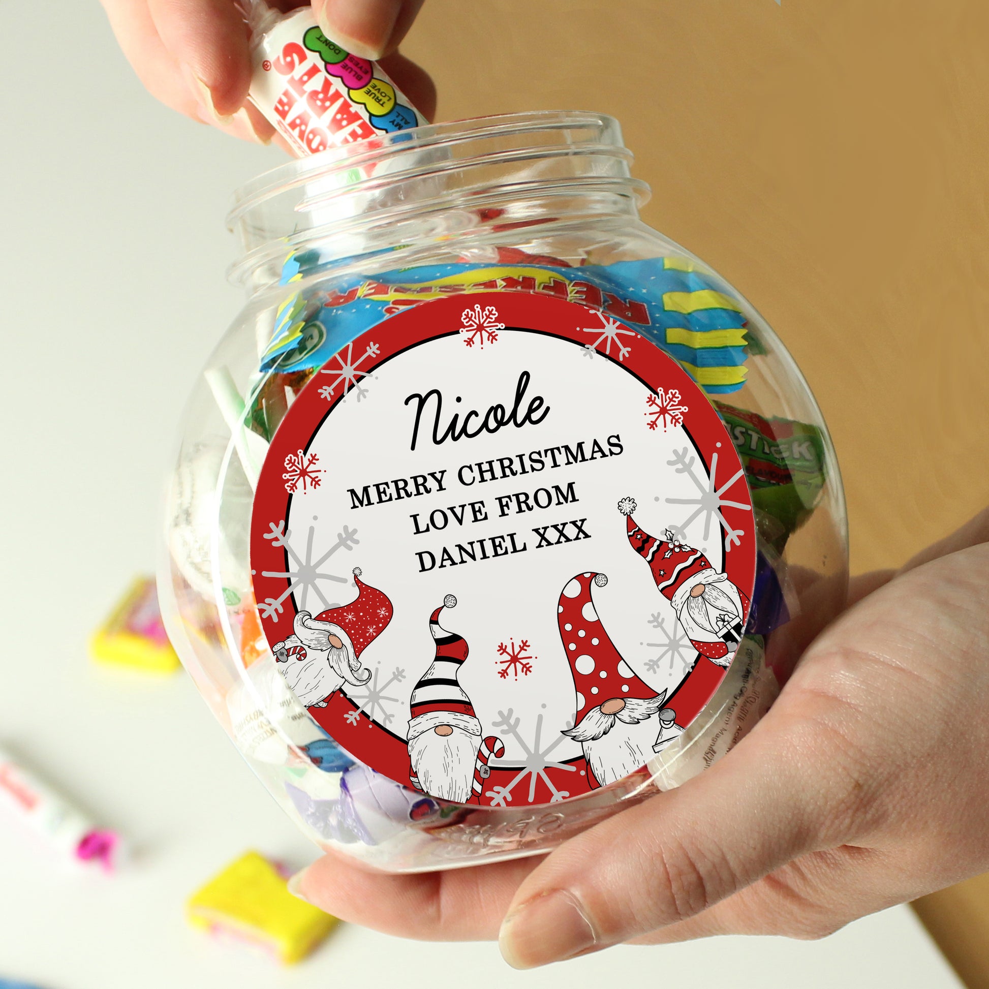 Personalised Gonk Christmas Sweet Jar - image 2